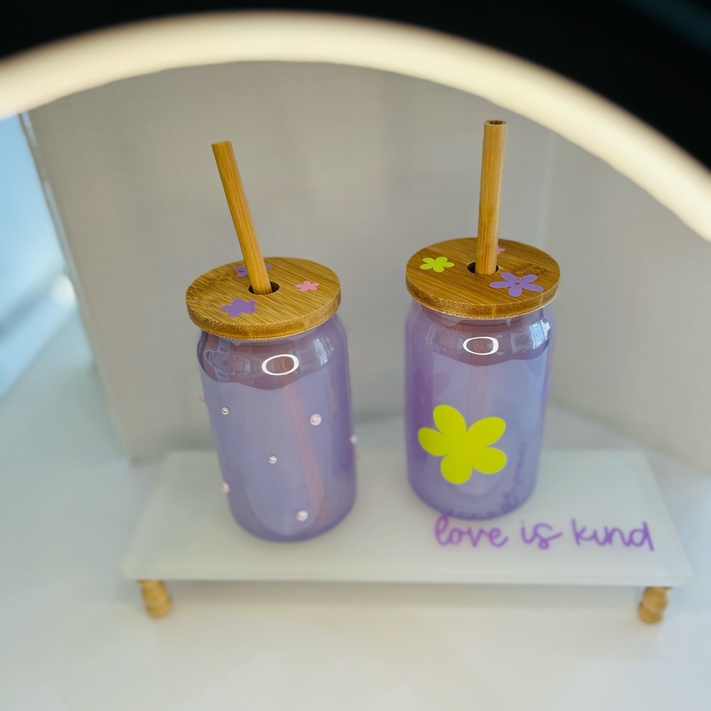 Set of 2 Lilac Glass Cups